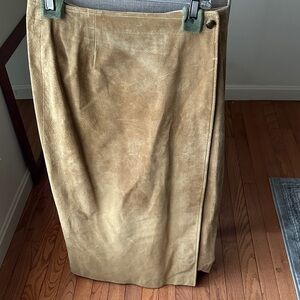 Susan Bristol Camel Suede Pencil Skirt